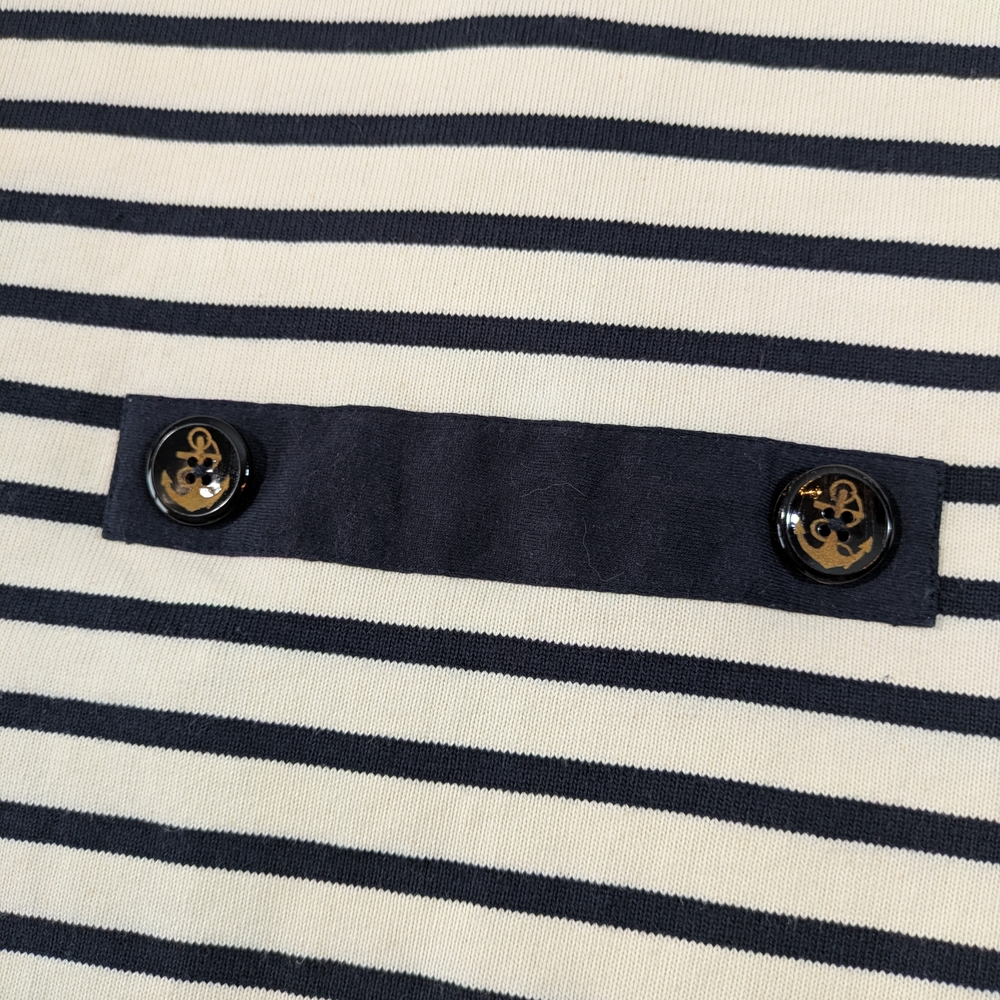 Saint James Atelier Navy Off White Striped Cardigan Zip Up Cotton Zip Up Size 12 - Picture 8 of 15